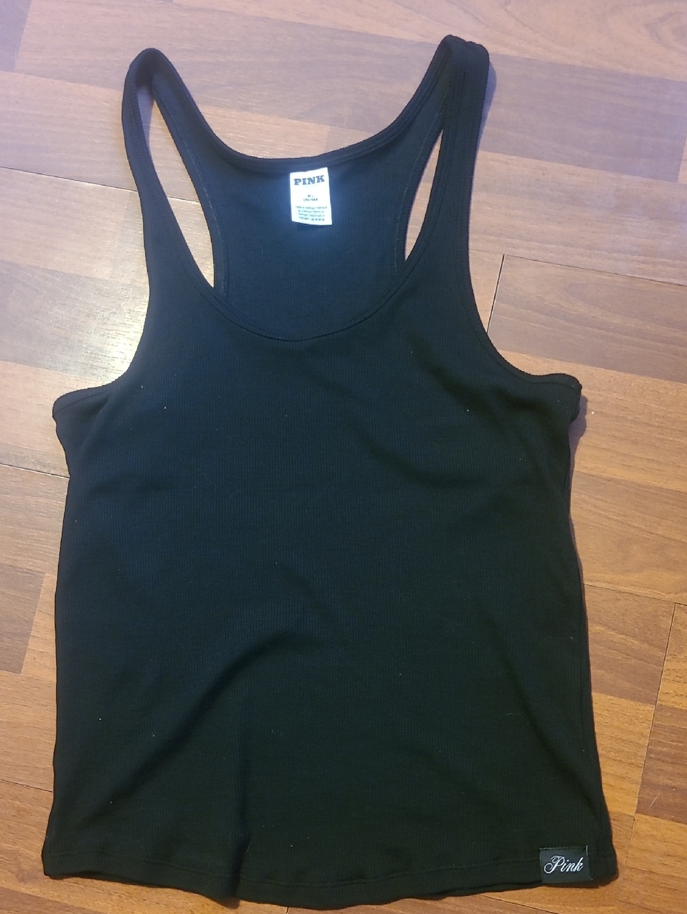 PINK Victoria's Secret Black Ribbed Racerback Tank